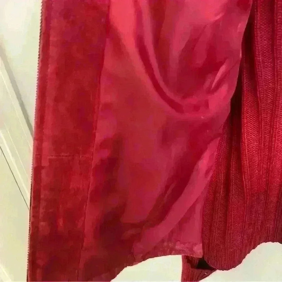 Coldwater Creek Y2K Red Suede and Knit Cardigan with Pockets Size M - Picture 8 of 10
